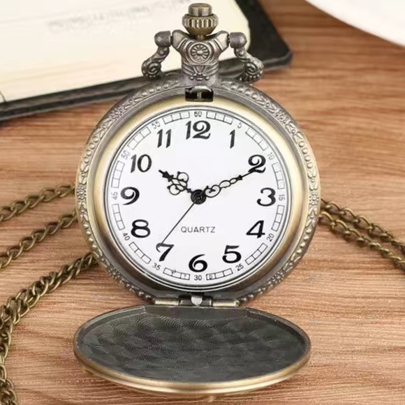 Motorcycle Pocket Watch Bronze Flip Open Pendant Chain Moto Steampunk Watch - Picture 8 of 16